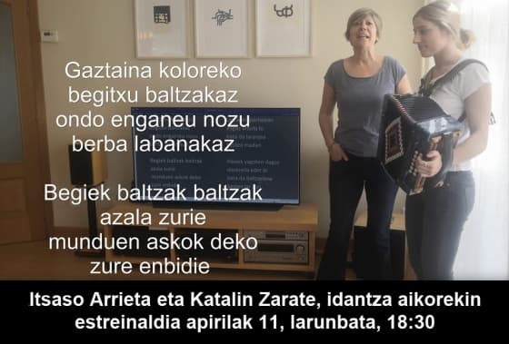 Idantza aikorekin 2020-04-11: gaur Itsaro Arrieta eta Katalin Zarate: idantza aikorekin: gaur Itsaso Arrieta eta Katalin Zarate