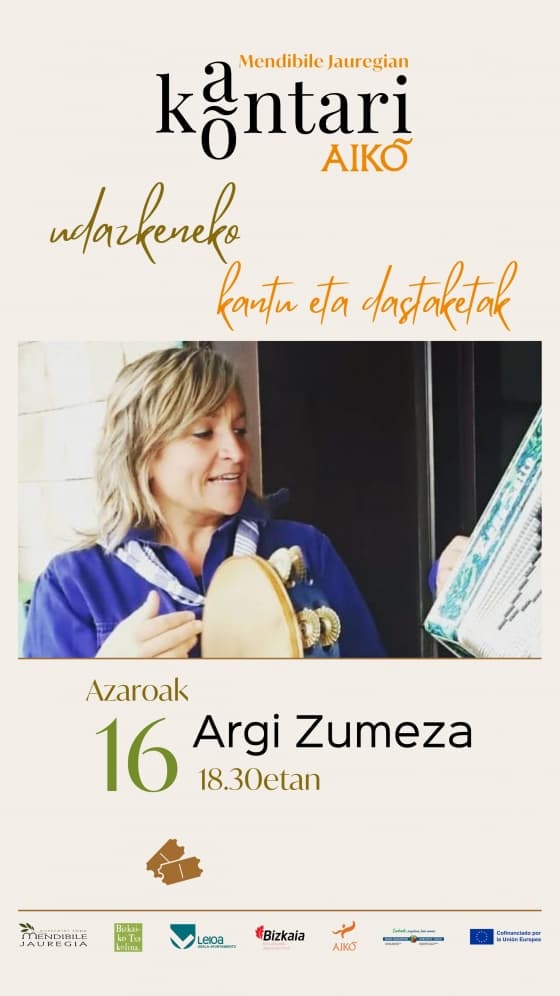 ARGI ZAMEZA. Kantari Kontari . Azaroak 16an Mendibile Jauregian (Leioa)